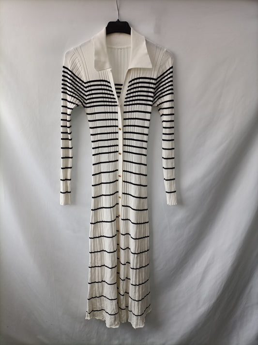 OTRAS.Vestido largo canalé rayas marineras T.xs/s