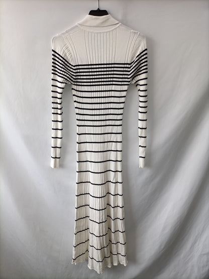 OTRAS.Vestido largo canalé rayas marineras T.xs/s