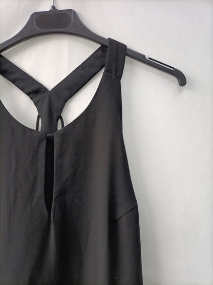 MANGO. Vestido negro espalda tiras T.m