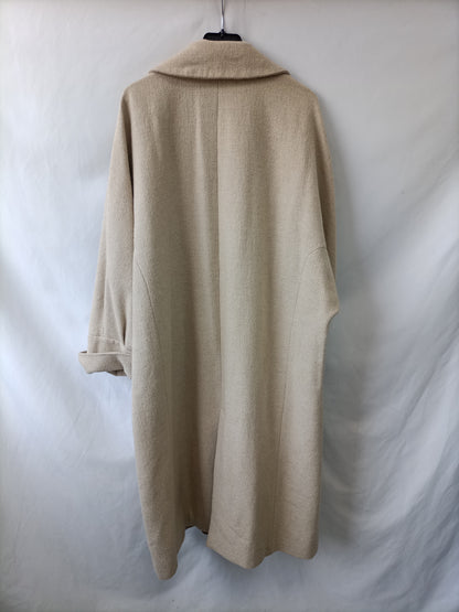ZARA. Abrigo de paño beige T.m