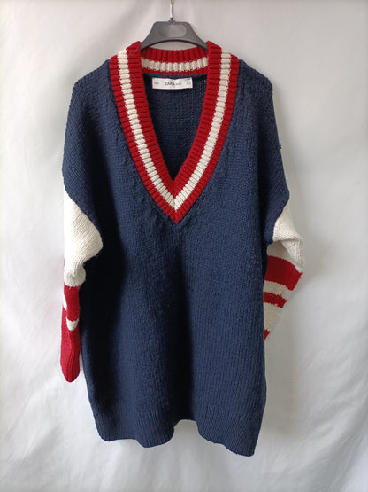 ZARA. Blue knitted sweater/dress Tm