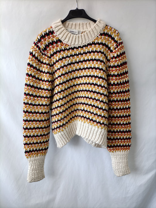 ZARA. Multicolor knit sweater Tl