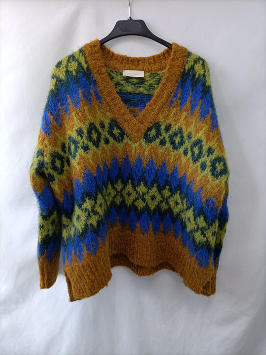 MOMONI. Jersey mostaza dibujos T.s