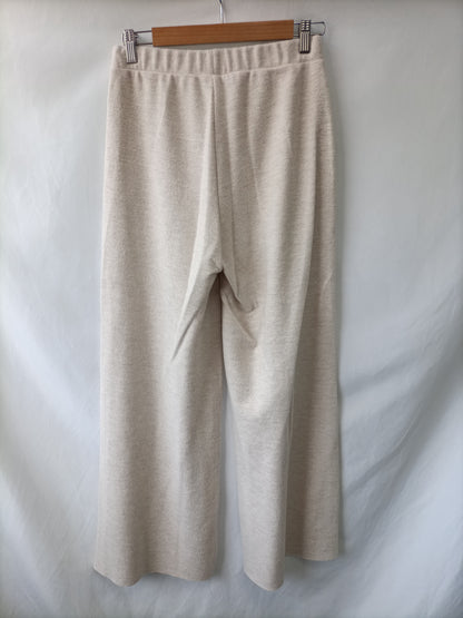 ZARA. Pantalón ancho beige T.m