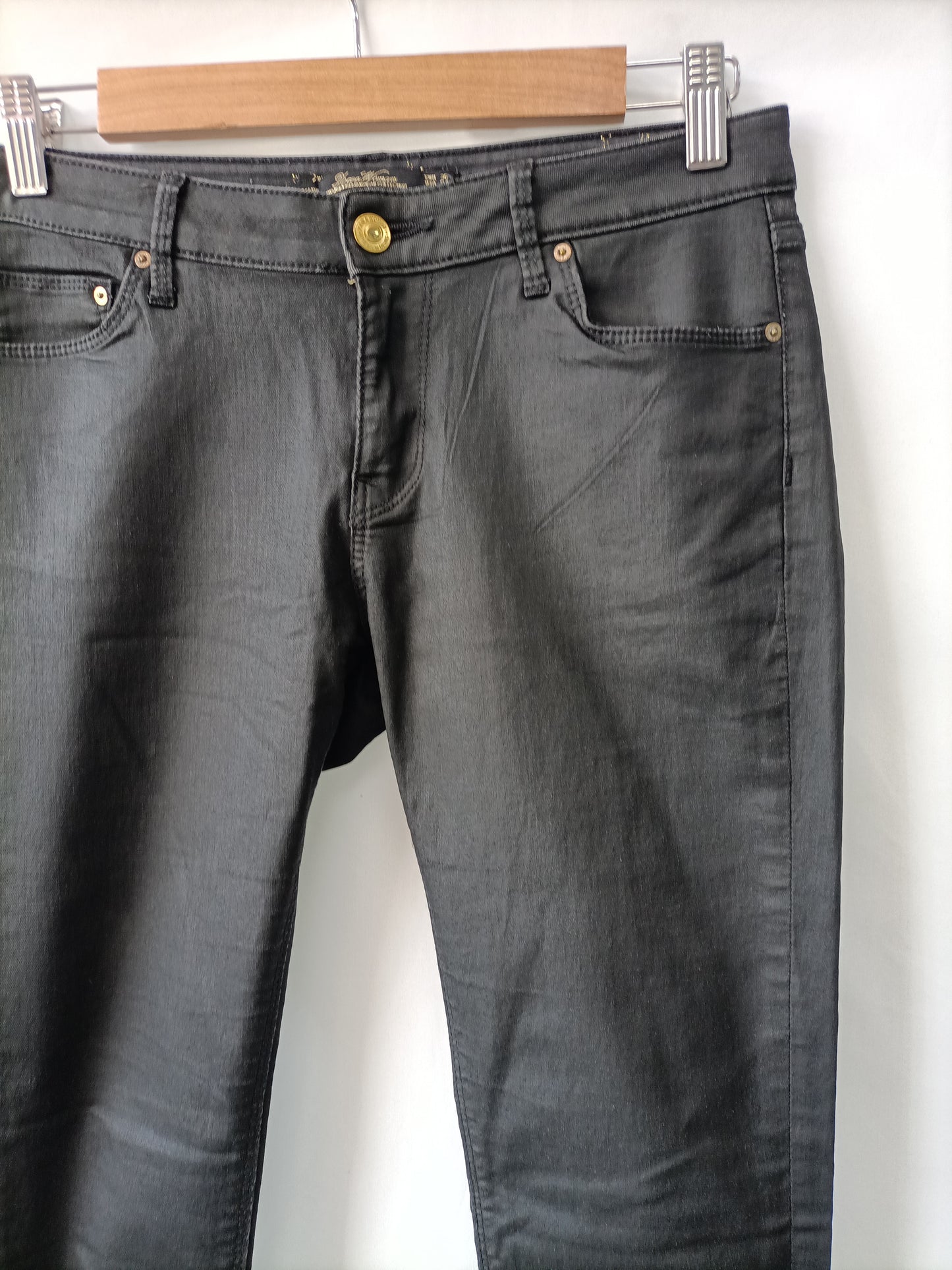 ZARA. Black waxed trousers size 36