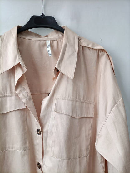 ZARA. Blusa beige fluida T.l