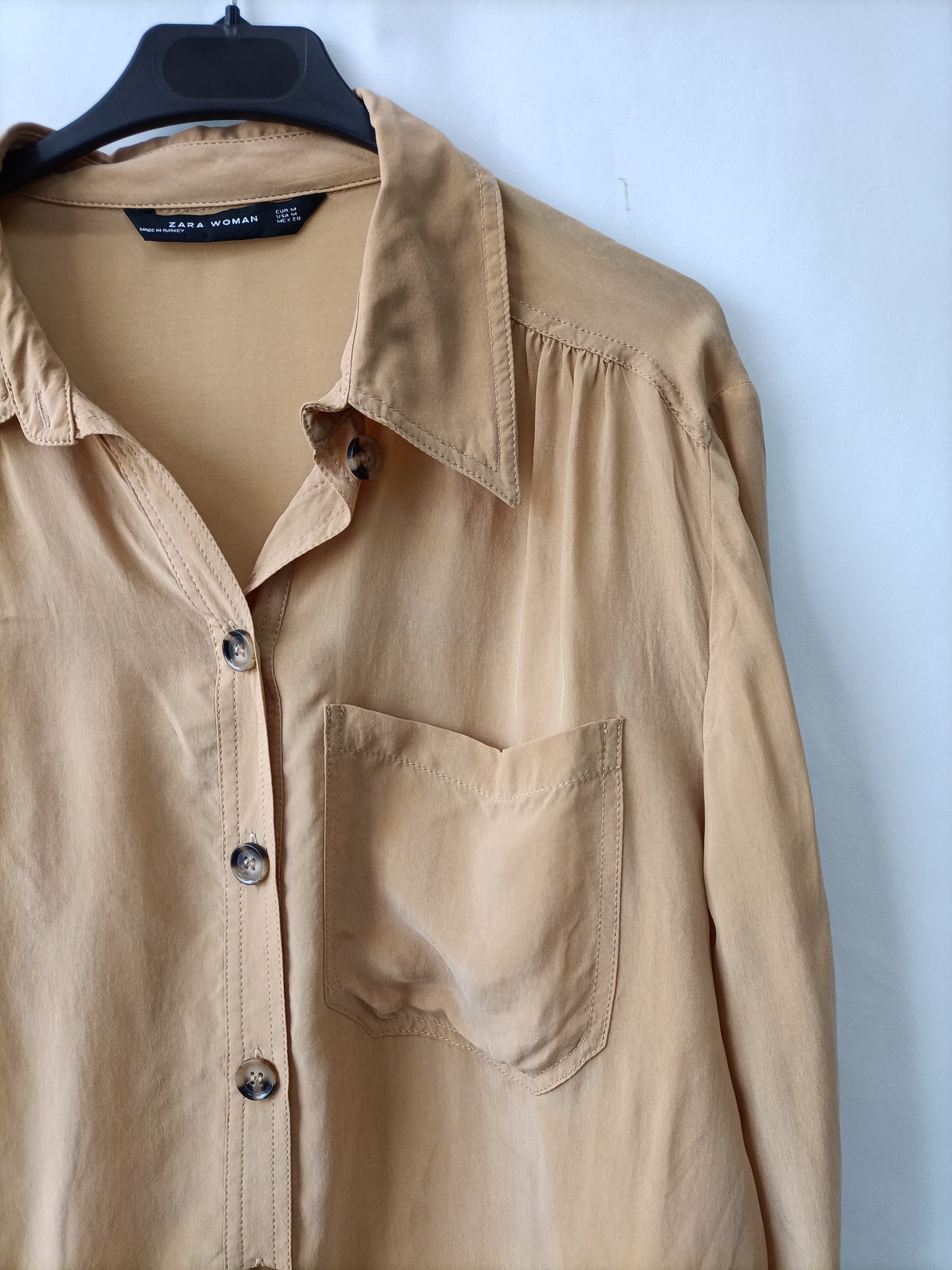 ZARA. Camisa mostaza oversized T.m