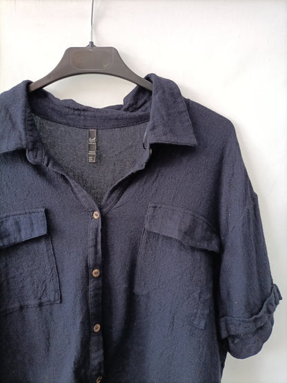 ZARA. Blusa azul nudo T.l