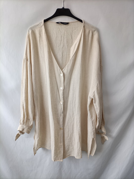 ZARA. Blusa/vestido beige T.m
