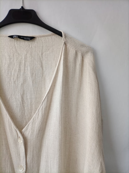ZARA. Blusa/vestido beige T.m
