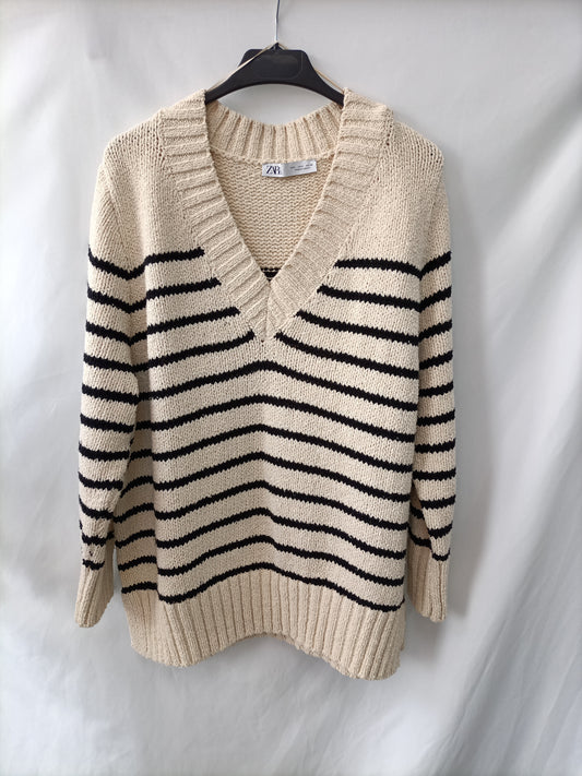 ZARA. Jersey rayas oversized T.s