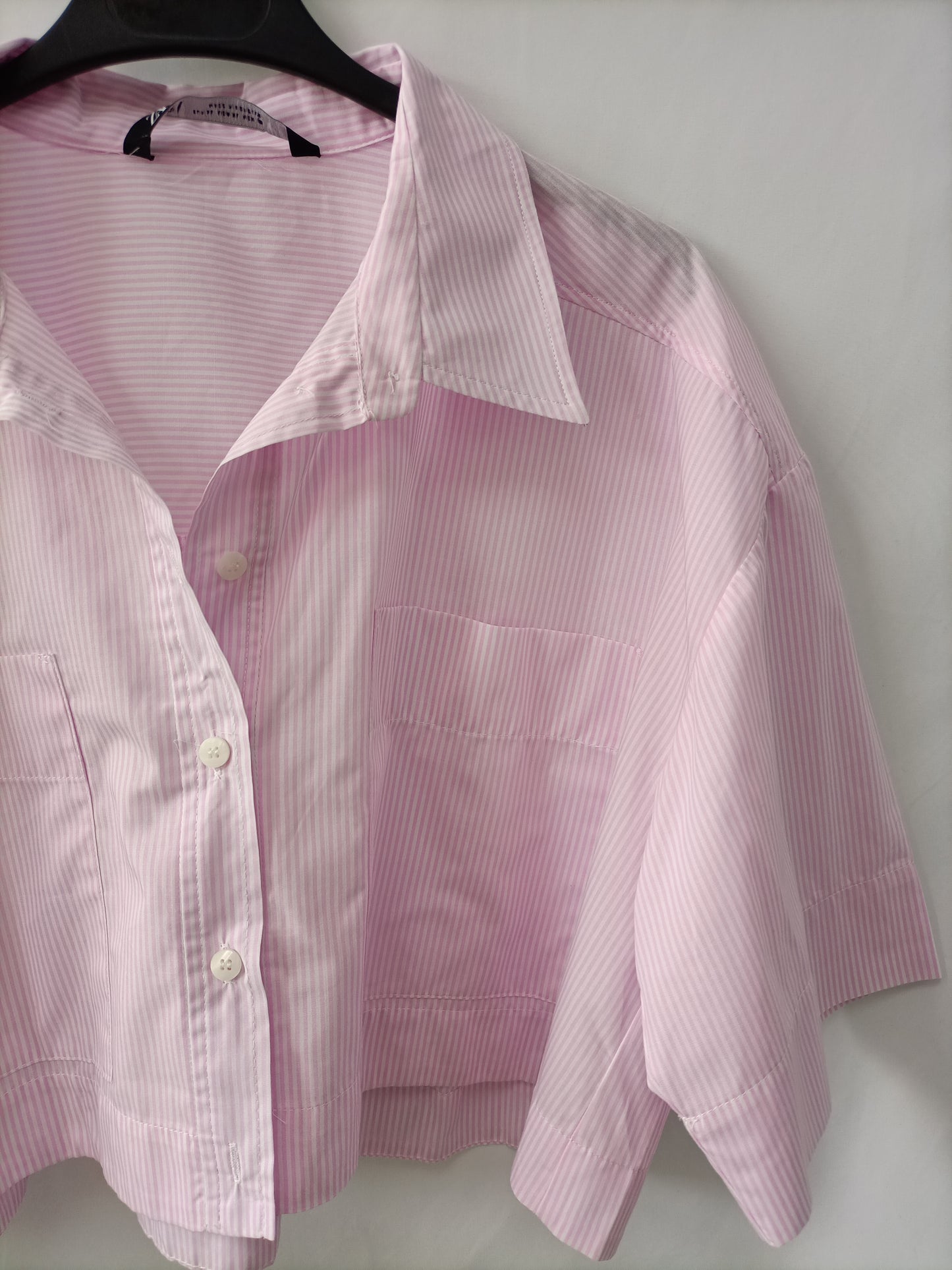 ZARA. Striped cropped shirt, size XL