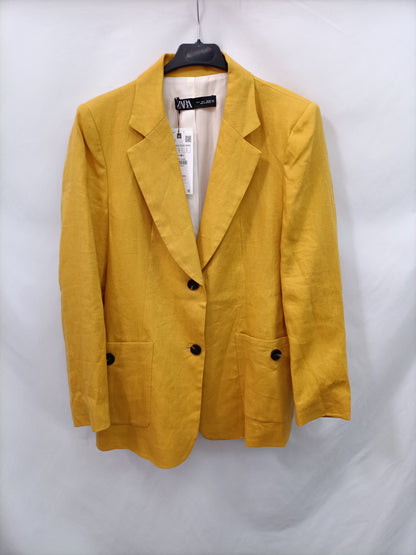 ZARA.Blazer mostaza 100% lino T.L