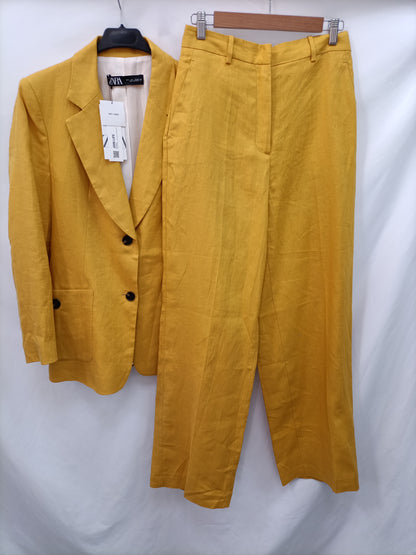 ZARA.Blazer mostaza 100% lino T.L