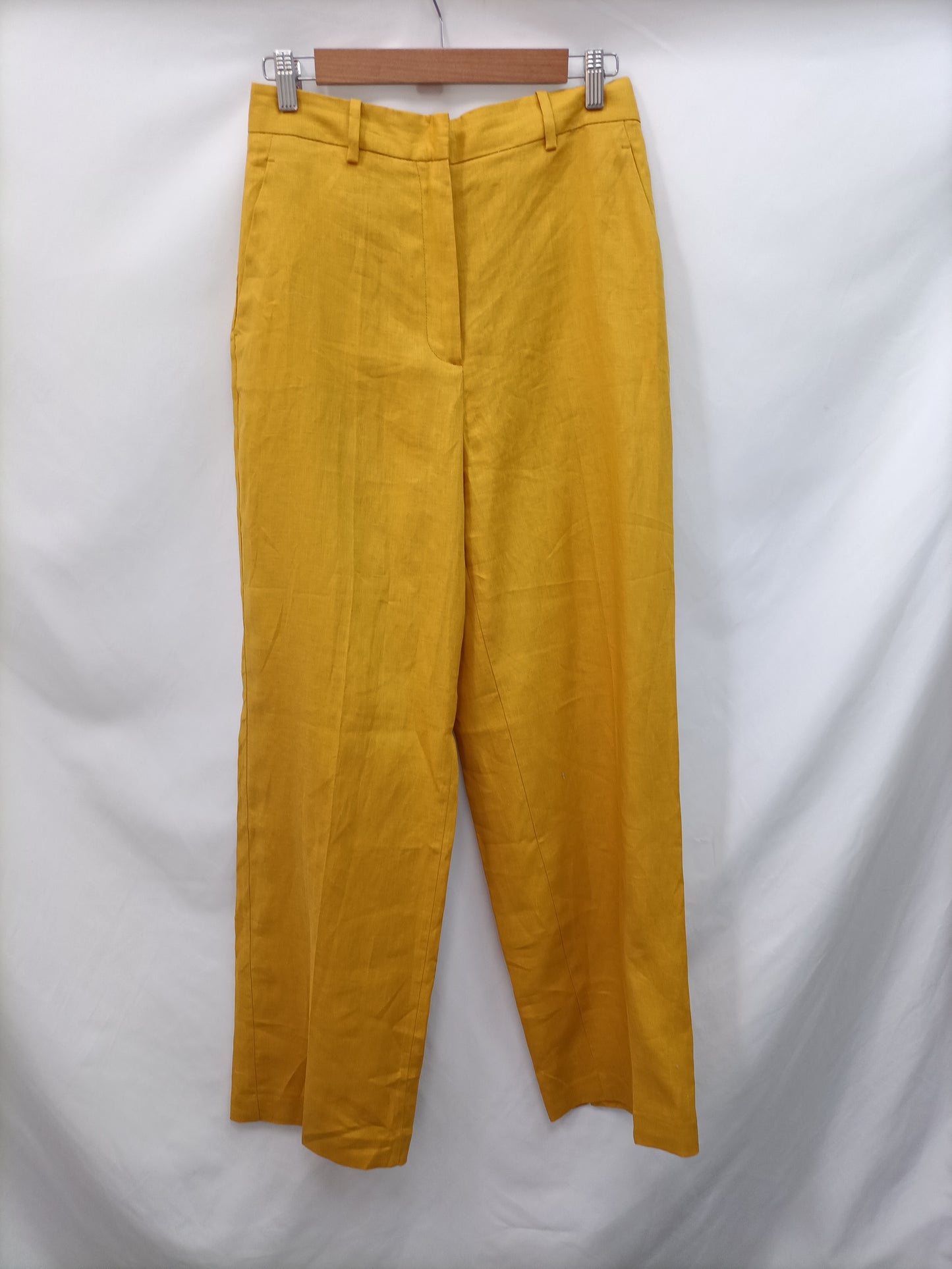 ZARA.Pantalón mostaza lino T.m