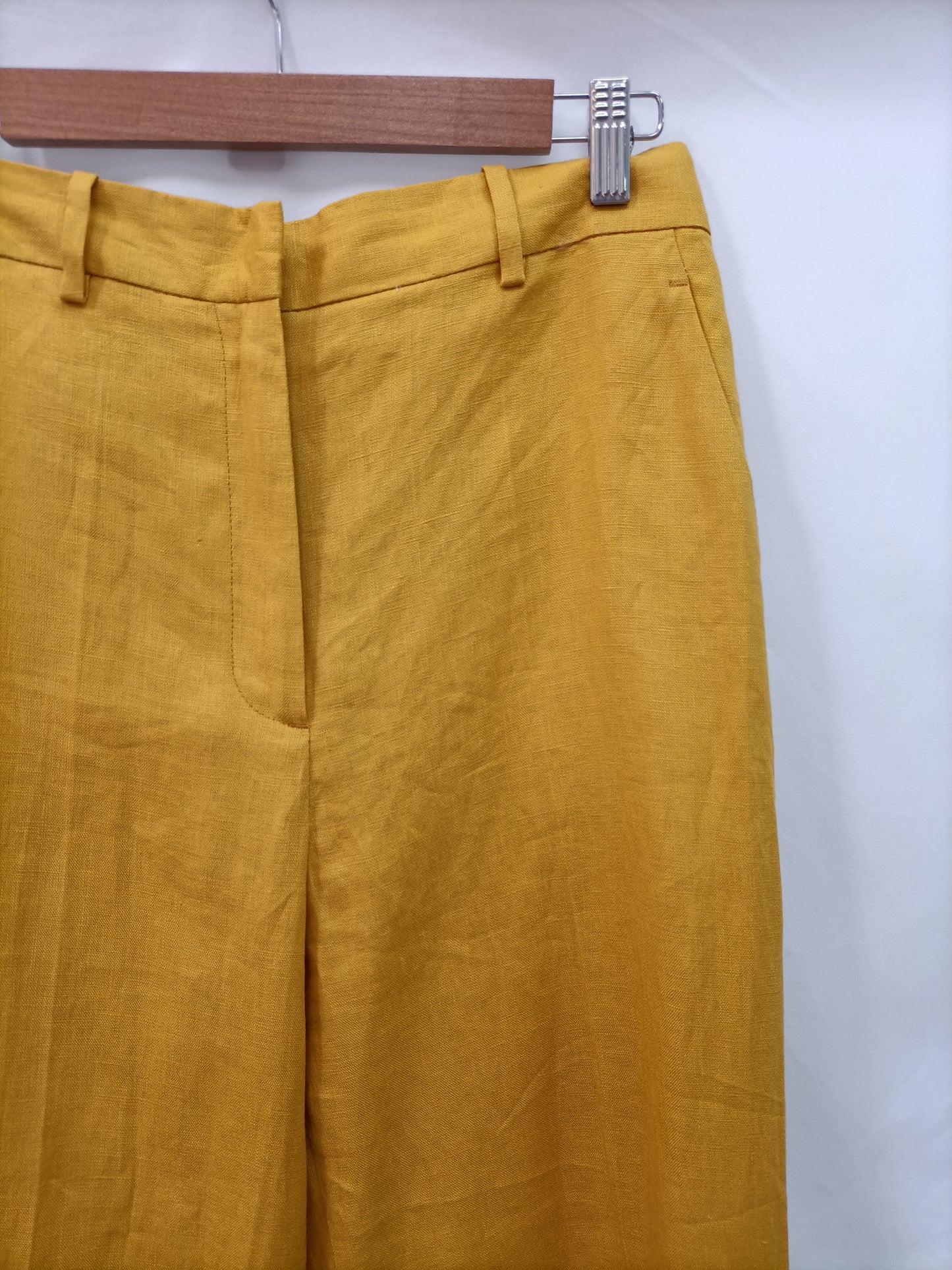 ZARA.Pantalón mostaza lino T.m
