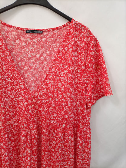 ZARA.Vestido anchito Flores T.M