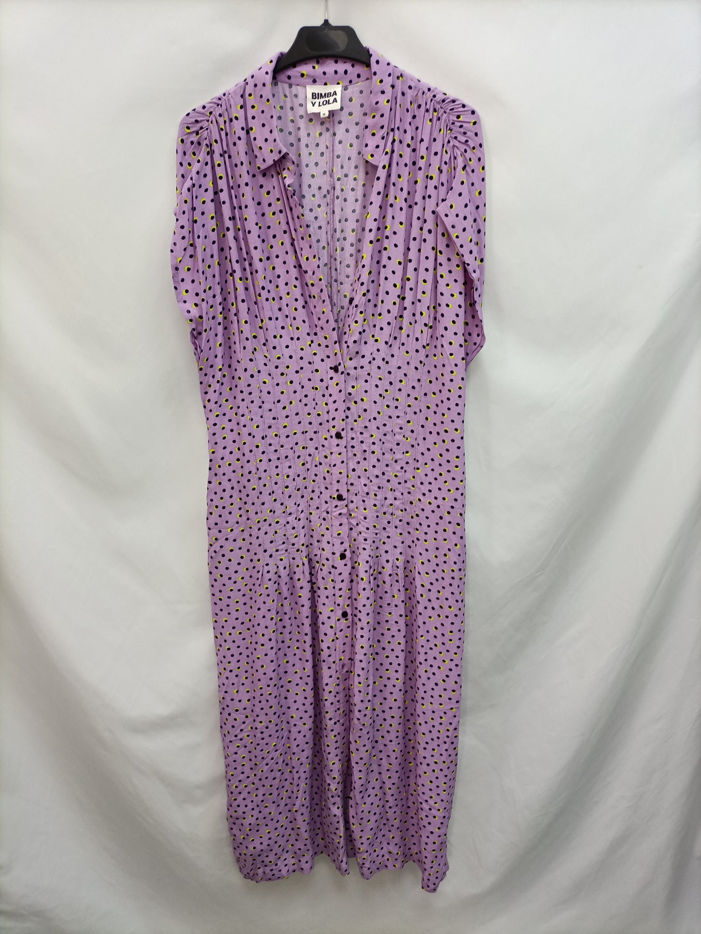 BIMBA Y LOLA.Vestido morado topos T.M