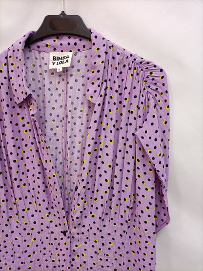 BIMBA Y LOLA.Vestido morado topos T.M