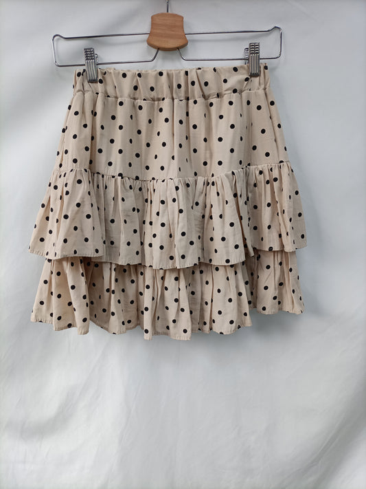 C'EST-MONIQUE. Beige polka dot skirt Tm/l