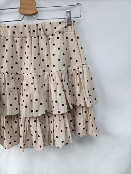 C'EST-MONIQUE. Beige polka dot skirt Tm/l