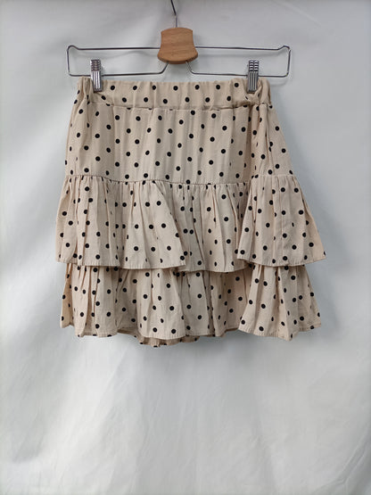 C'EST-MONIQUE. Beige polka dot skirt Tm/l