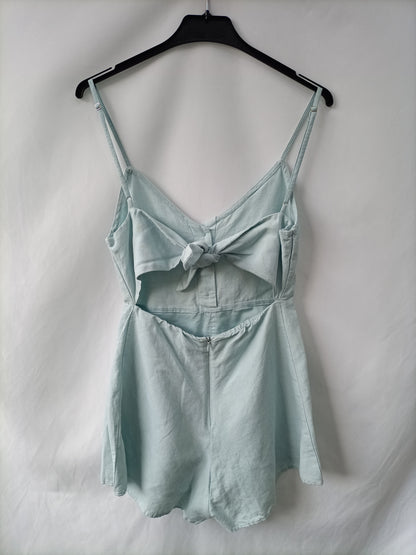 PULL&BEAR. Mono azul lino T.s