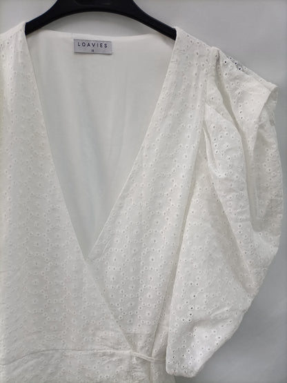 LOAVIES. Vestido blanco troquelado T.xs