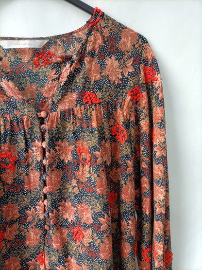 ZARA. Vestido flores bordado T.m