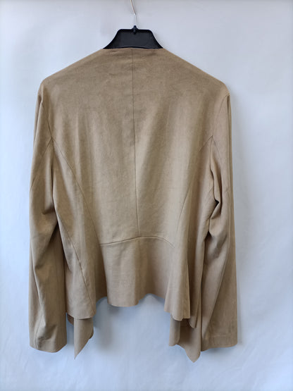 ZARA. Chaqueta antelina beige T.m