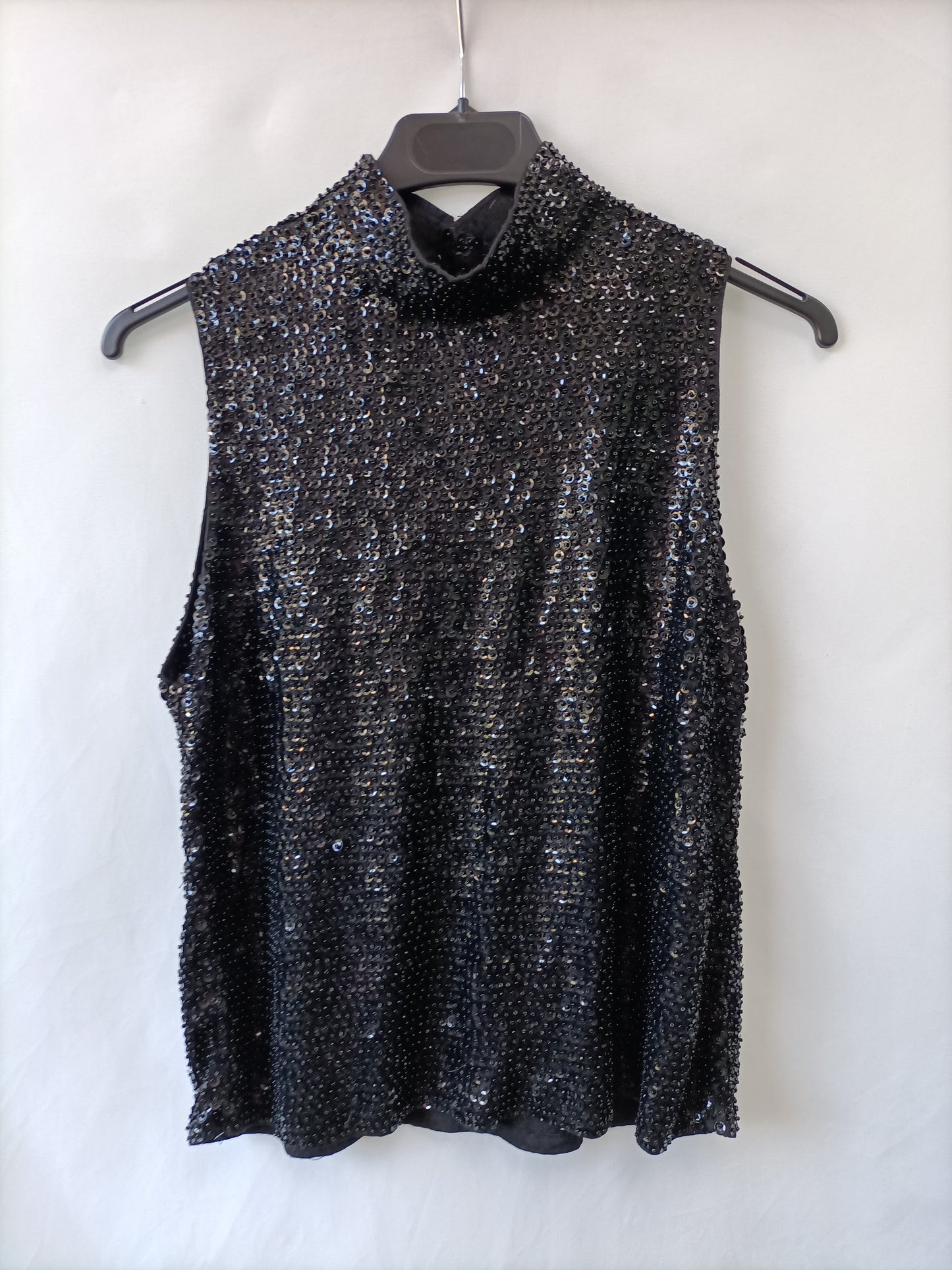 OTRAS. Top lentejuelas negro Tu(s)