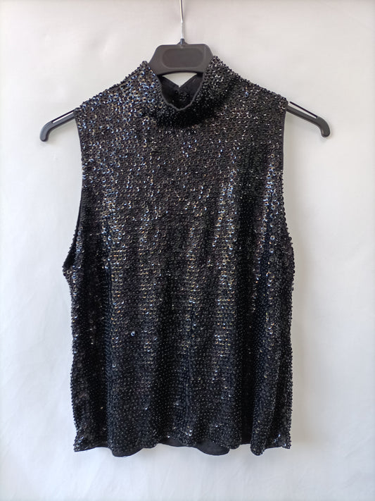 OTRAS. Top lentejuelas negro Tu(s)