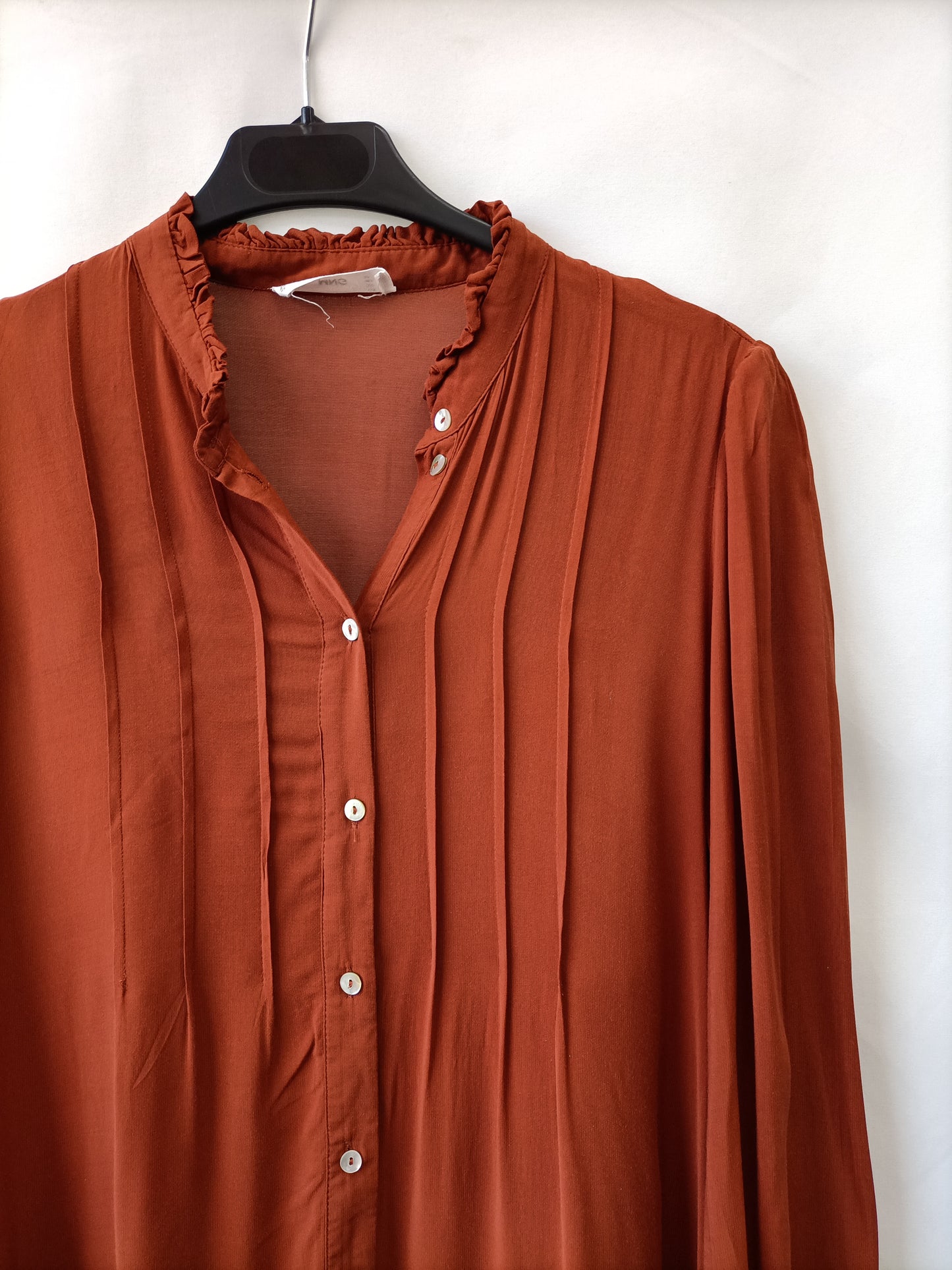 MANGO. Vestido teja abotonado T.m