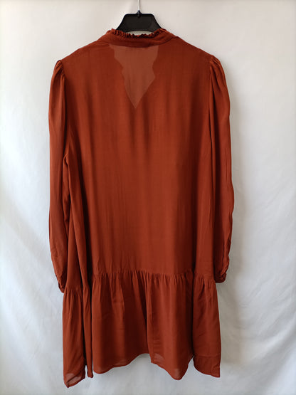 MANGO. Vestido teja abotonado T.m