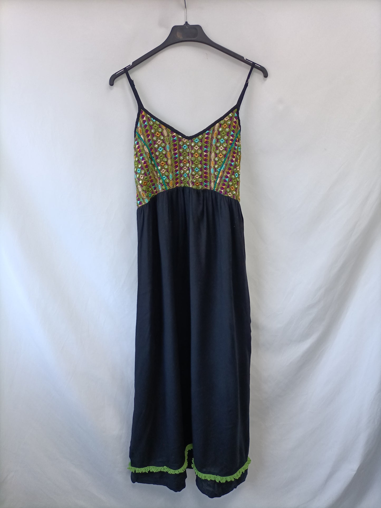 NATURA. Black dress with a TM neckline