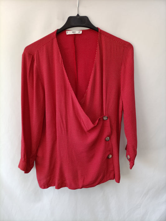 MANGO. Blusa cruzada lunares T.s