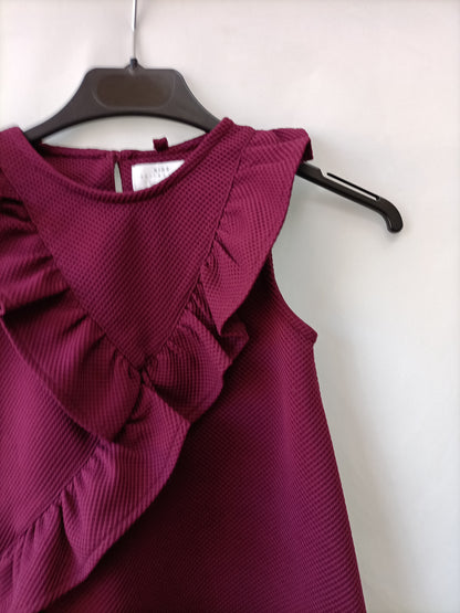 EL CORTE INGLÉS. Vestido burdeos T.5/6 A