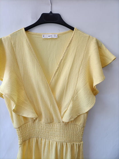 MANGO. Vestido midi amarillo T.xs