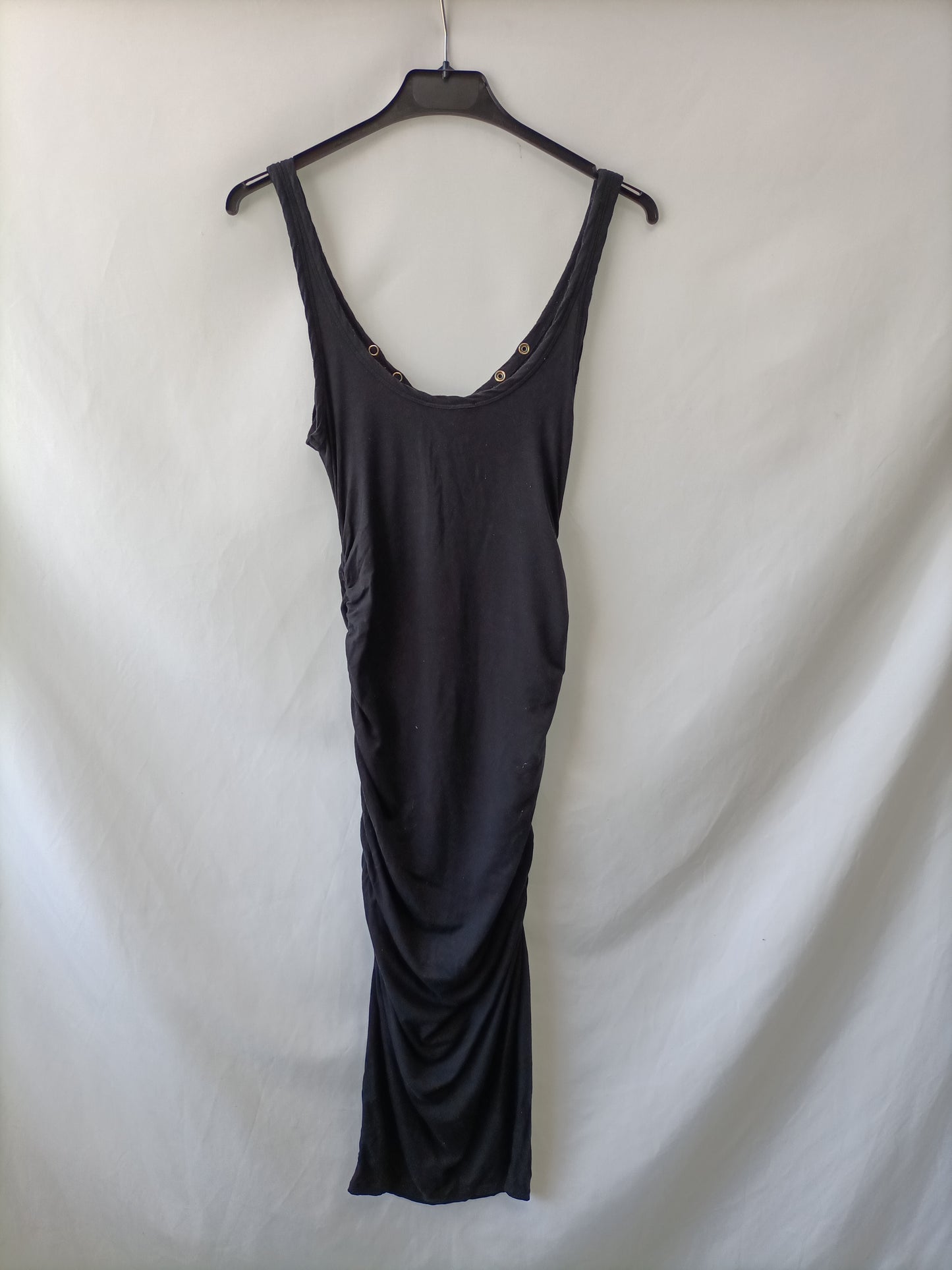 TWENTY.Vestido midi negro T.xs