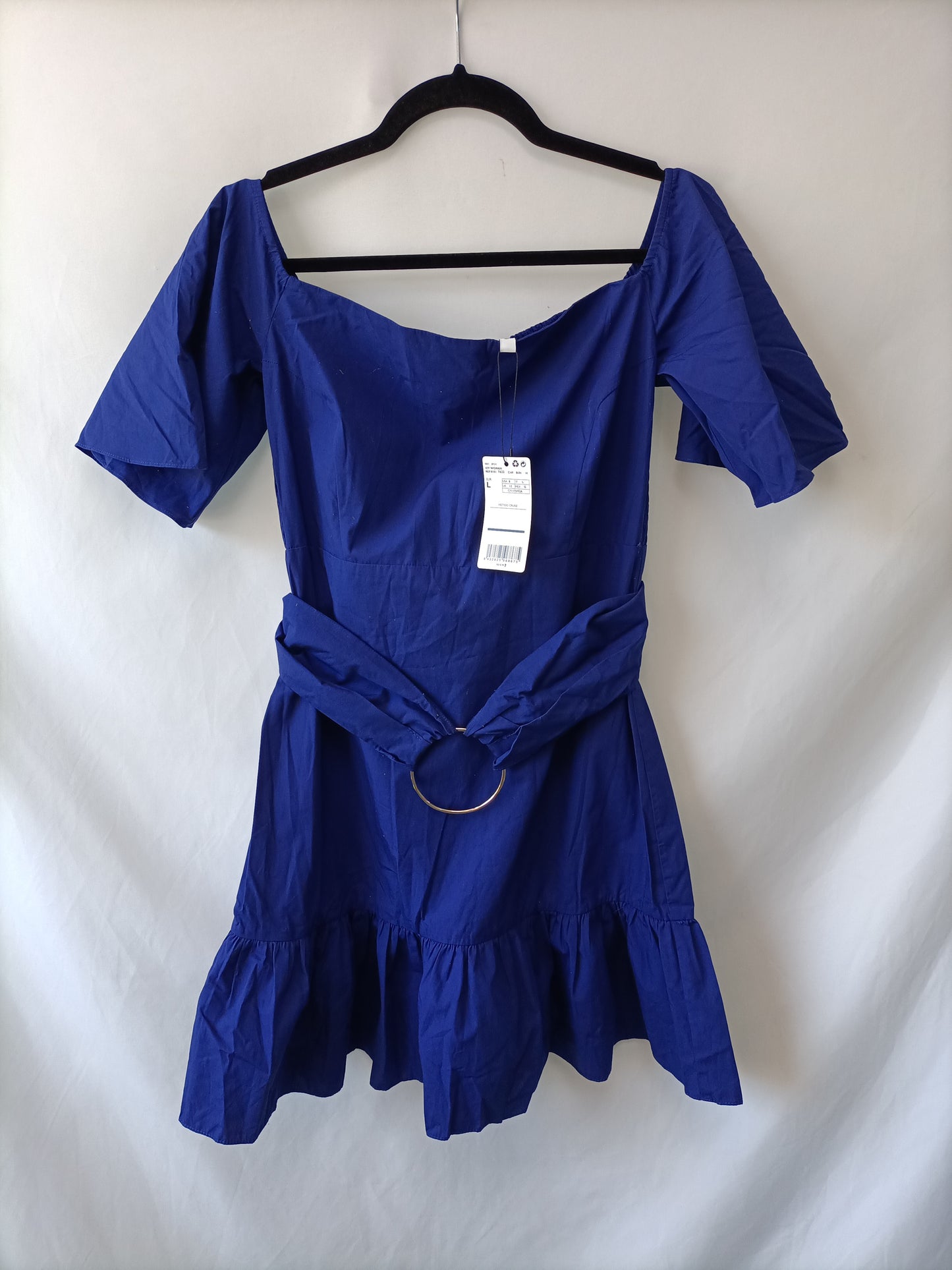 MANGO.Blue dress with ruffles TL