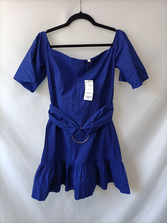 MANGO.Blue dress with ruffles TL