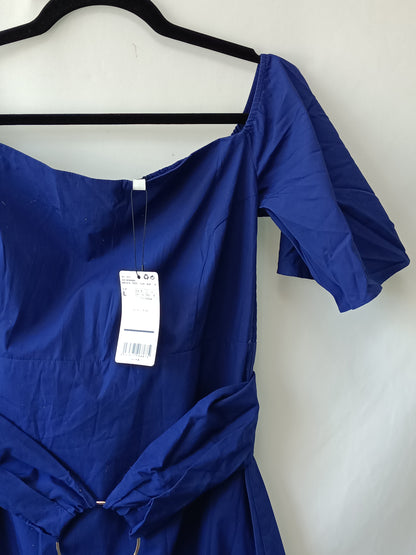 MANGO.Blue dress with ruffles TL