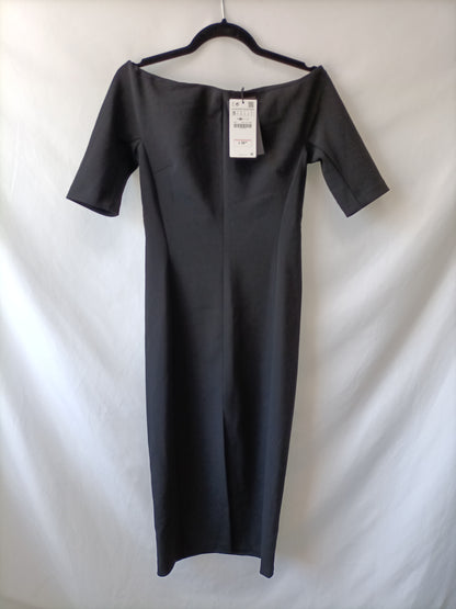 ZARA.Vestido formal cuello barco T.S