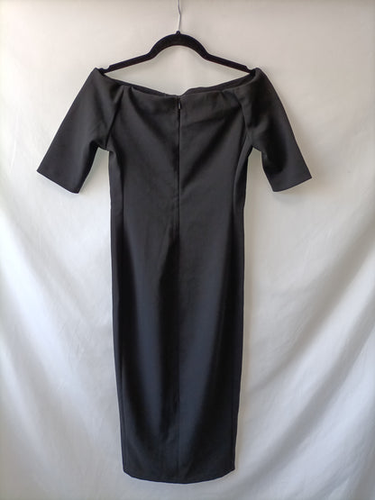 ZARA.Vestido formal cuello barco T.S