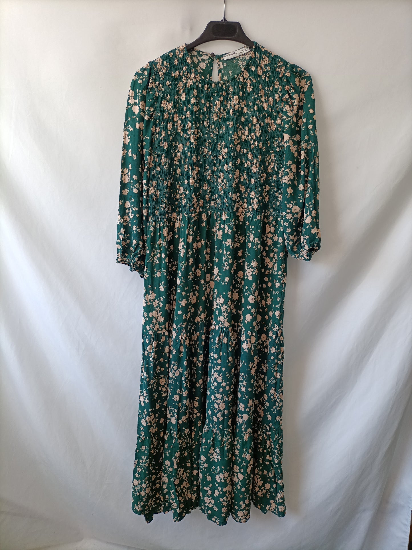 PULL&BEAR.Vestido midi verde flores T.M – Hibuy market
