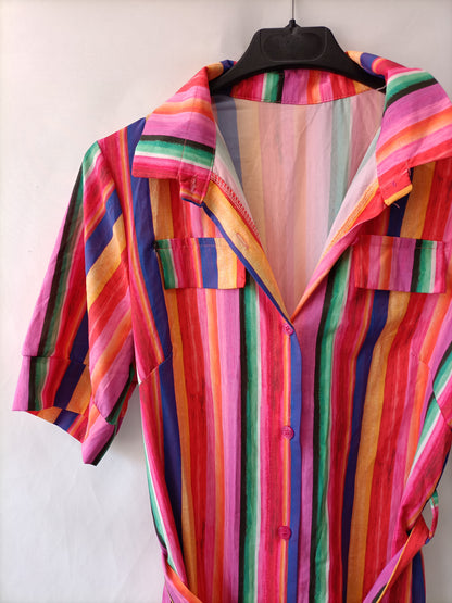 SAIDAN.Vestido rayas multicolor TU (S/M)