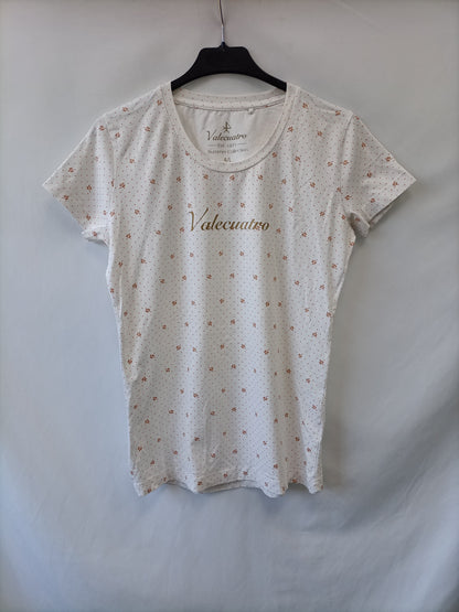VALECUATRO. camiseta blanca puntitos T.L