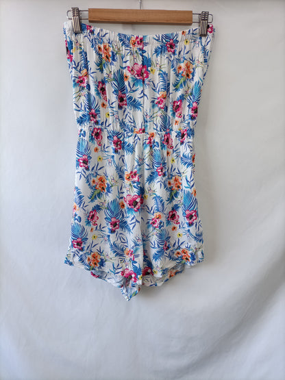 H&amp;M. Floral strapless jumpsuit T.38