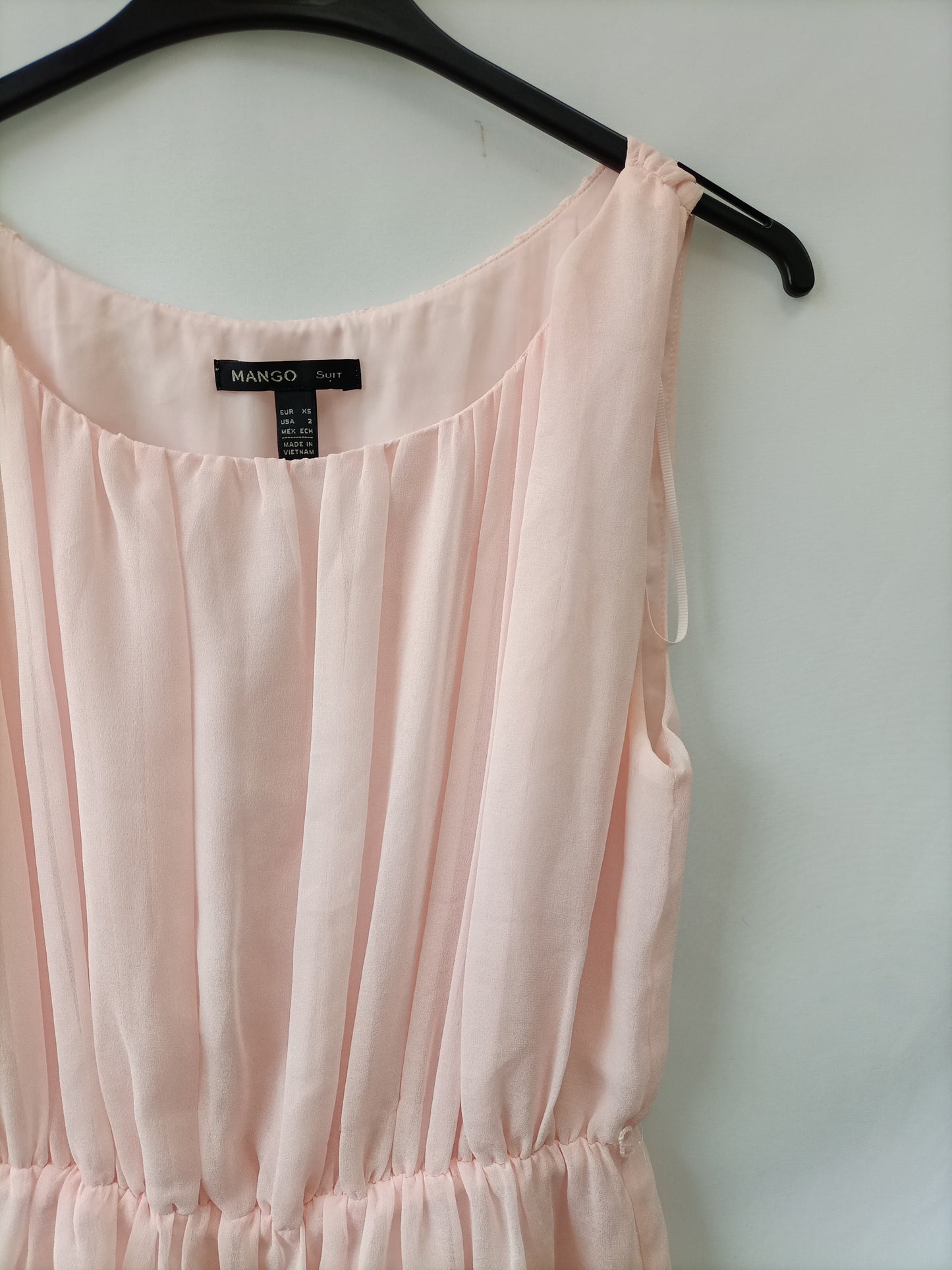 MANGO. Vestido rosa clarito tablas T.xs