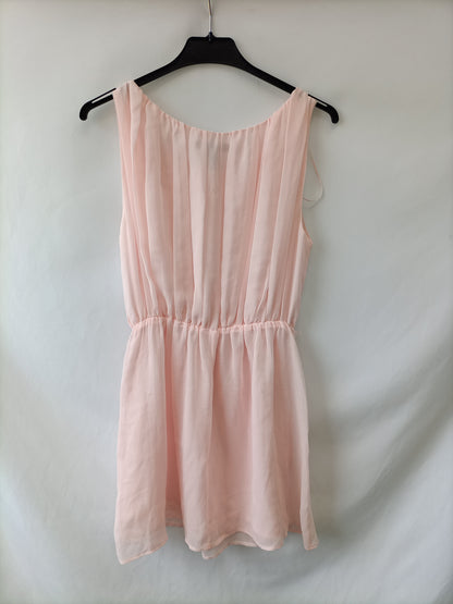 MANGO. Vestido rosa clarito tablas T.xs